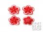 White Edge Red Polymer Clay Flower - 4 pack